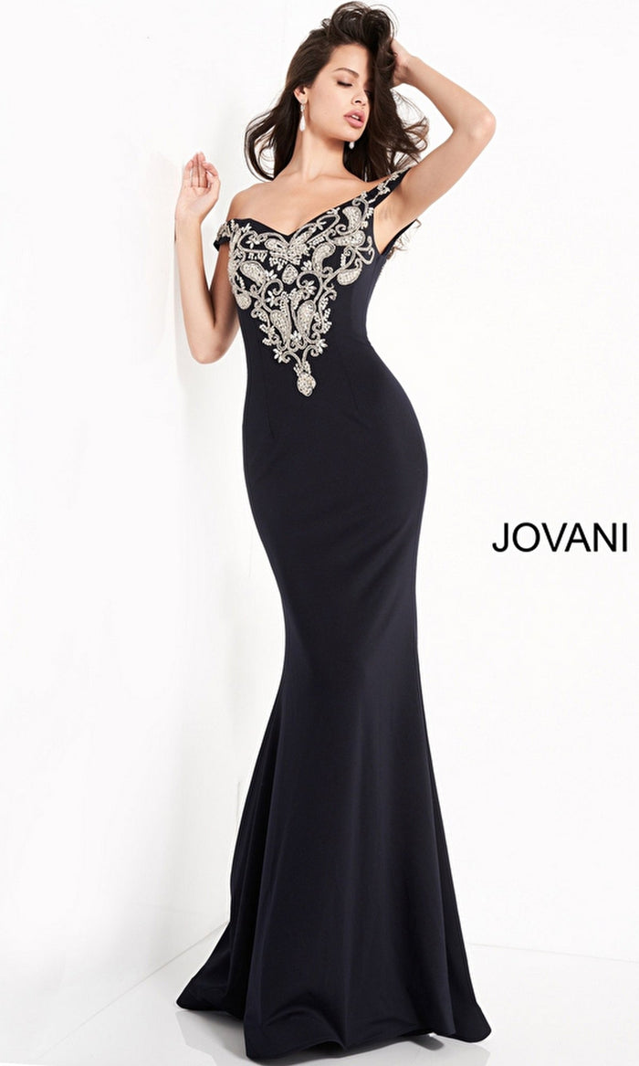 Navy Formal Long Dress 02576 by Jovani