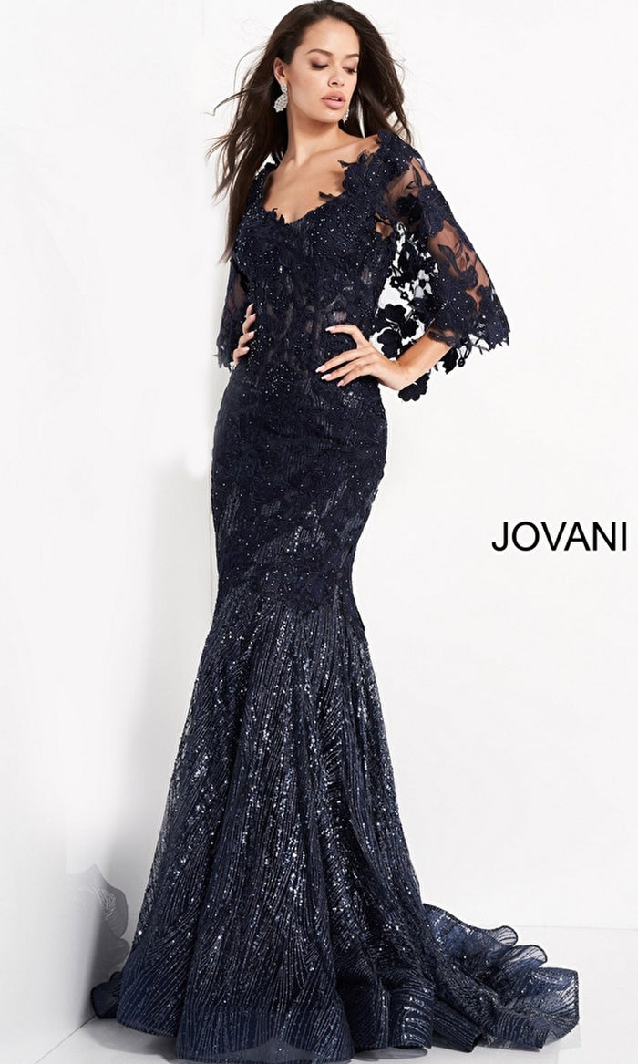 Navy Formal Long Dress 03158 by Jovani