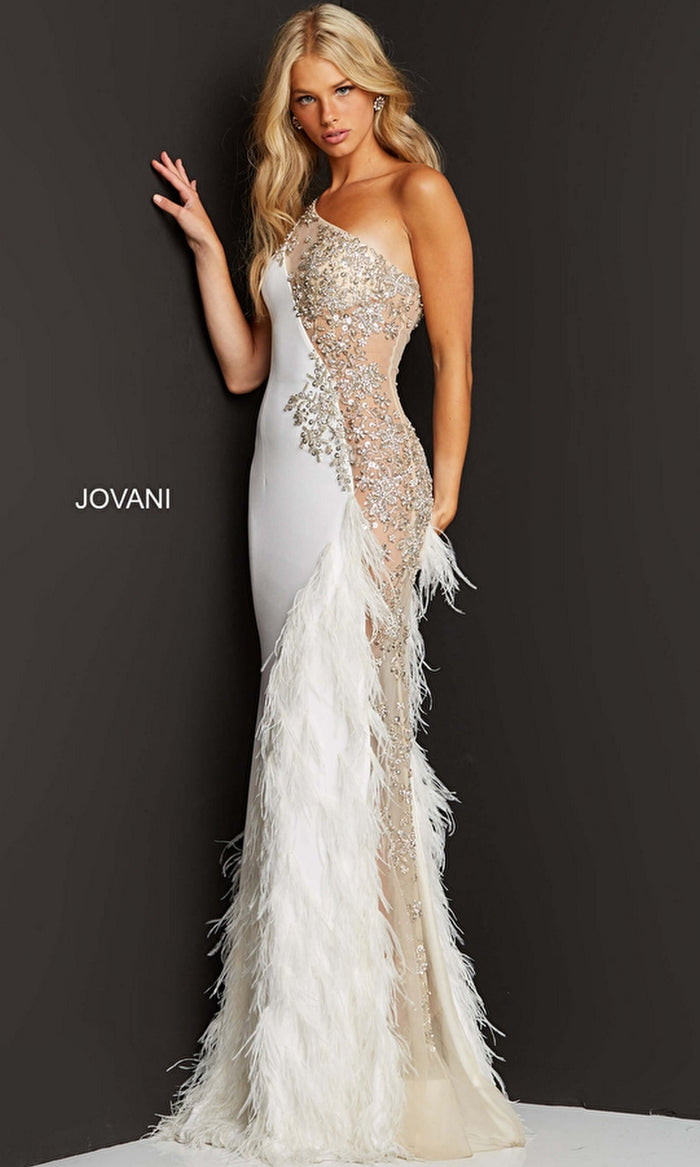 Off-White/Nude Formal Long Dress 03389 by Jovani