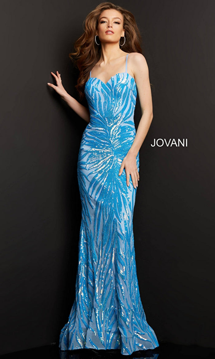 Iridescent Blue Formal Long Dress 08481 by Jovani
