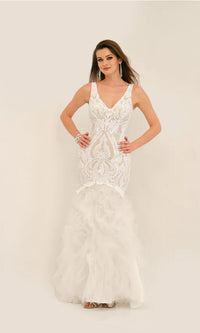 Ivory Dave & Johnny Long Formal Dress 11325