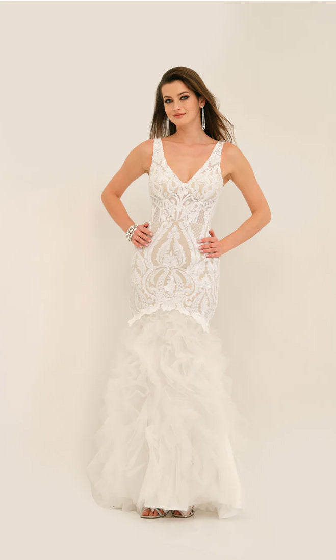 Ivory Dave & Johnny Long Formal Dress 11325