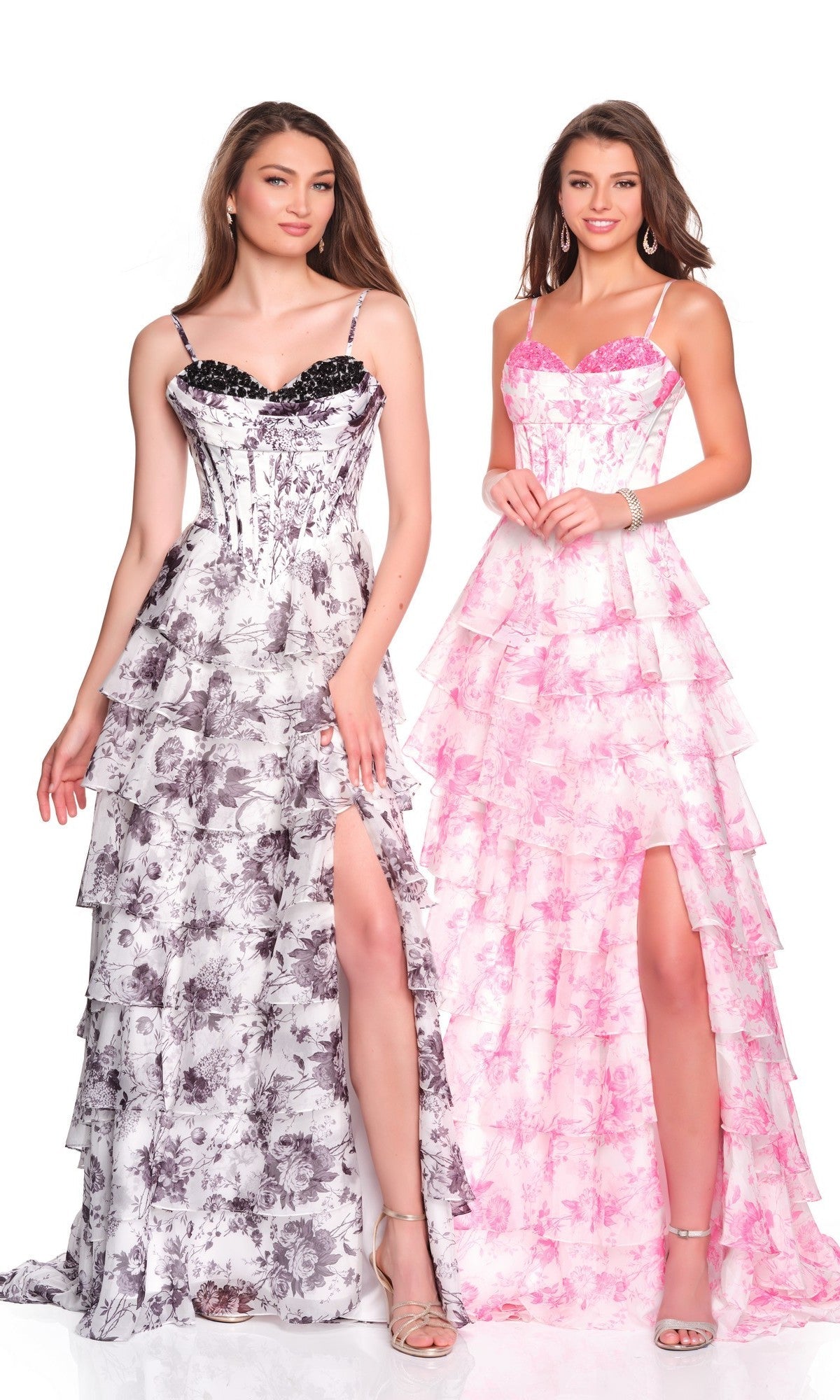Black Print Dave & Johnny Long Prom Dress 12720