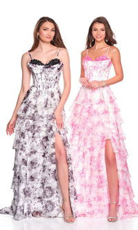 Black Print Dave & Johnny Long Prom Dress 12720