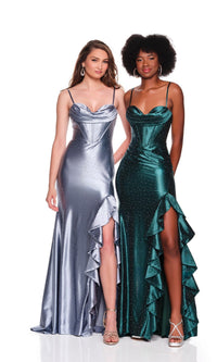 Smoke Blue Dave & Johnny Long Prom Dress 12799