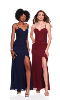 Navy Blue Dave & Johnny Long Prom Dress 12849