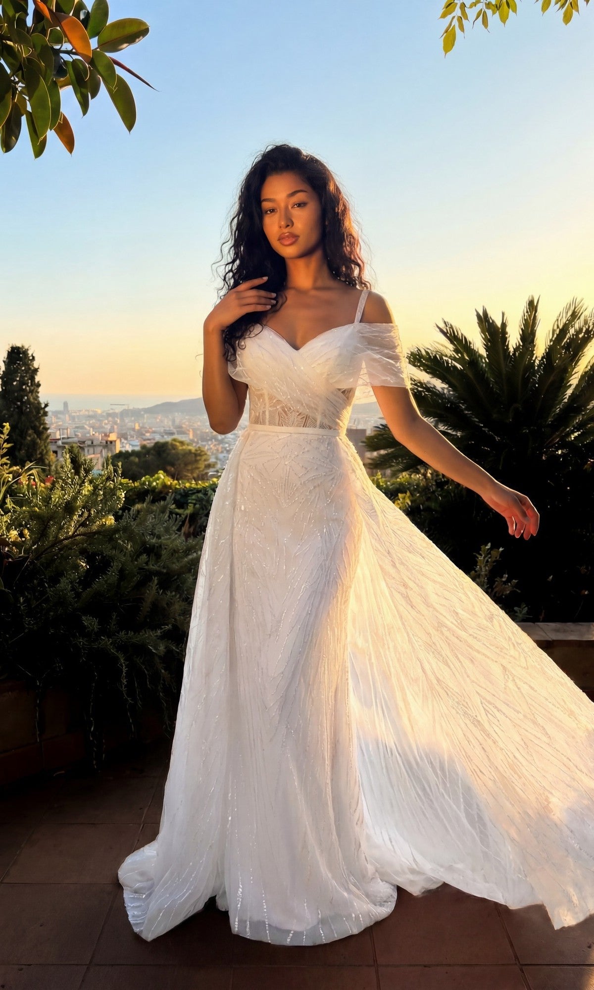 Off White Chicas Long Mother of the Bride Dress 17990