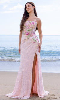 Pink Amelia Couture Long Formal Dress 2053