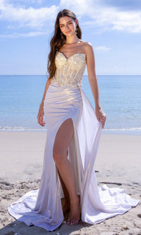 Ivory Amelia Couture Long Prom Dress 2055