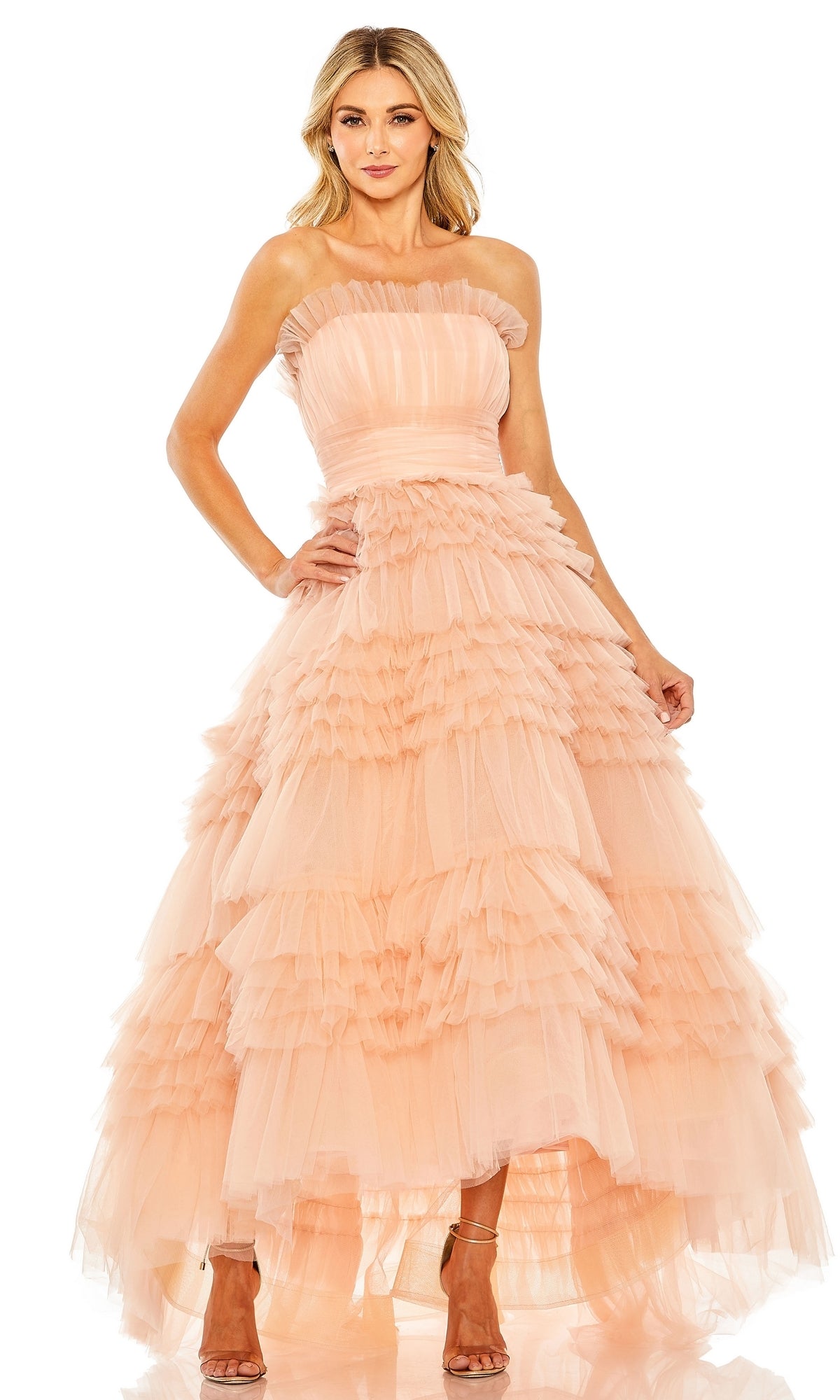 Peach Mac Duggal Long Formal Dress 20573
