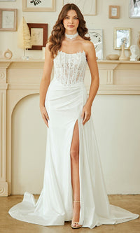 White Amelia Couture Long Prom Dress 2075