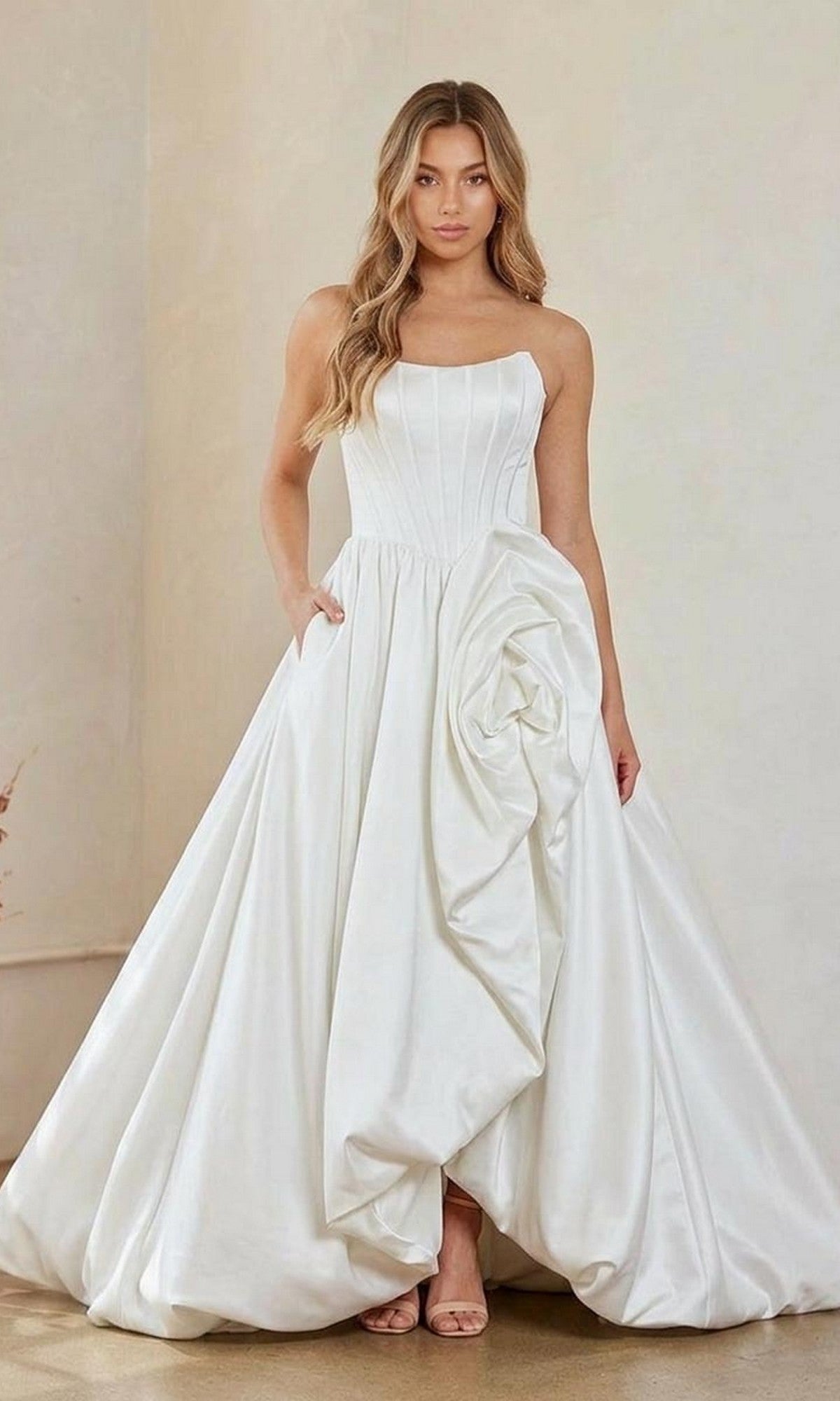 White Amelia Couture Long Prom Dress 2085