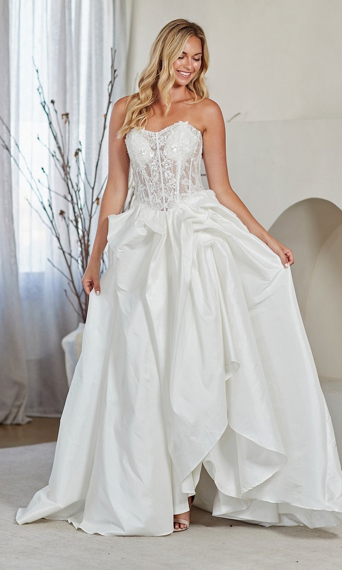 White Amelia Couture Long Prom Dress 2087