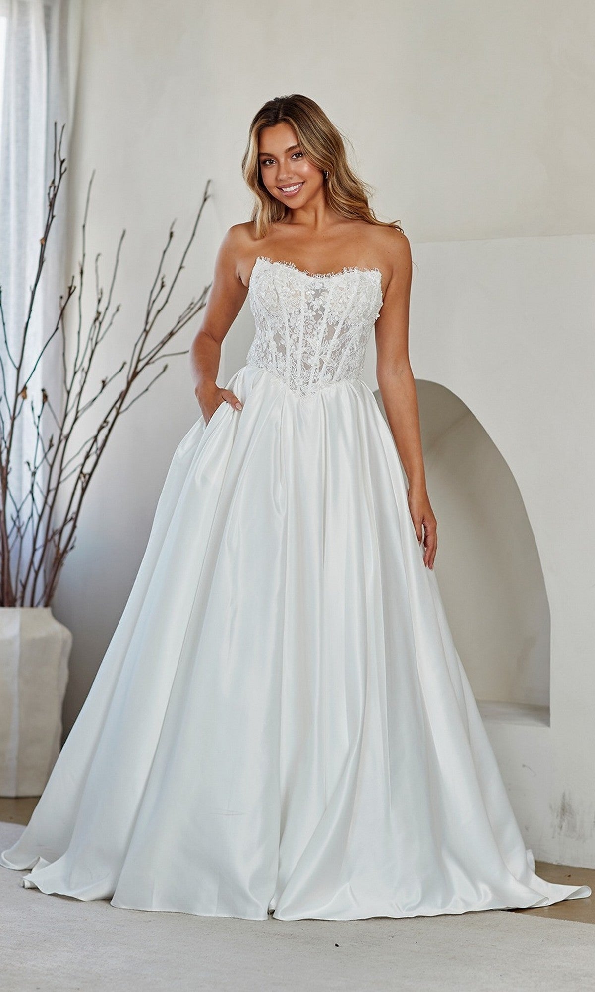 White Amelia Couture Long Prom Dress 2089