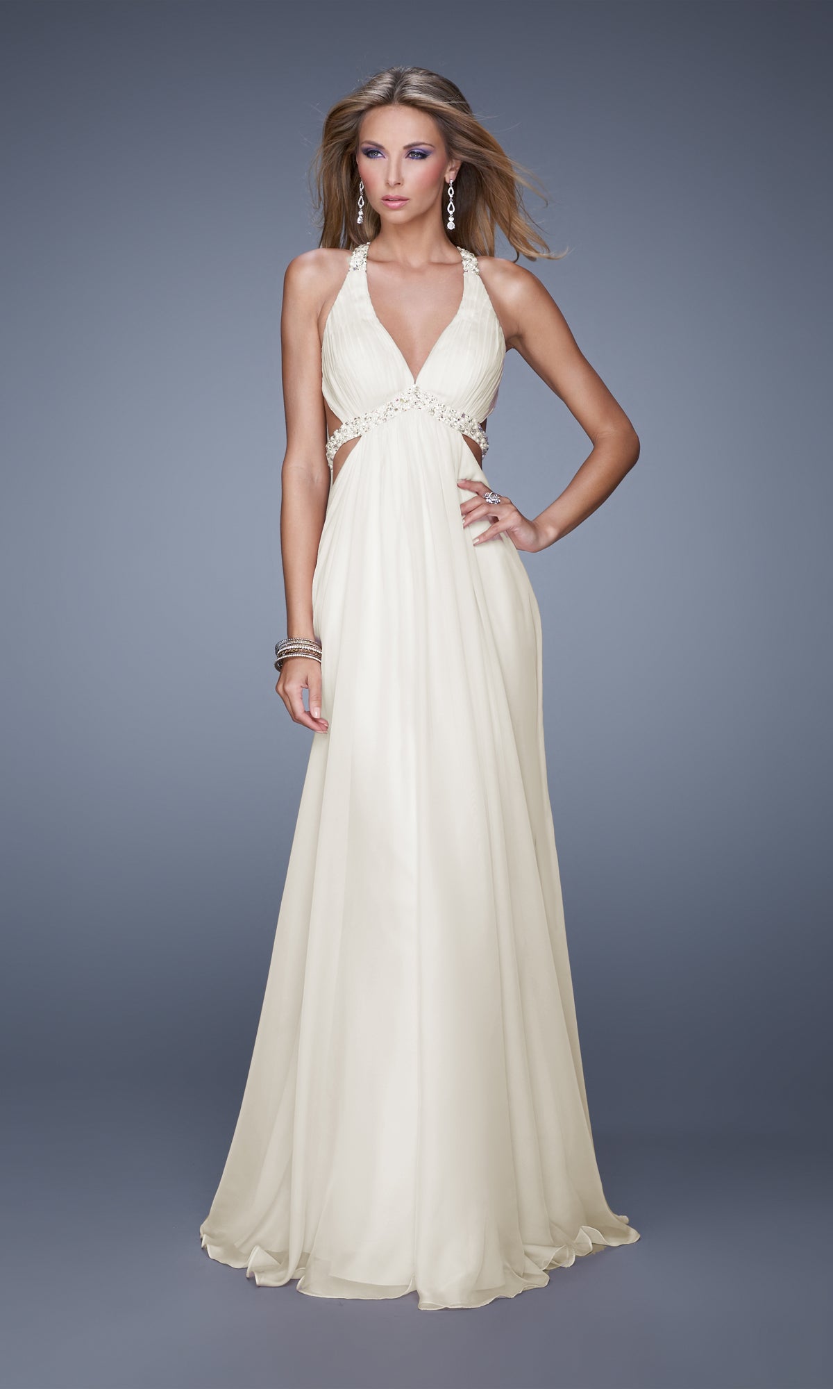 Open-Back Long La Femme Halter Prom Dress Open-Back Long La Femme Halter Prom Dress