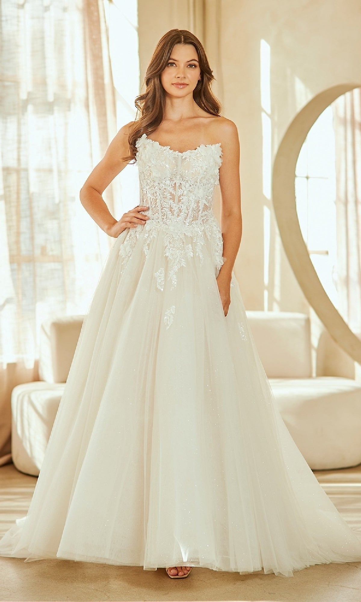 White Amelia Couture Long Wedding Dress 2141
