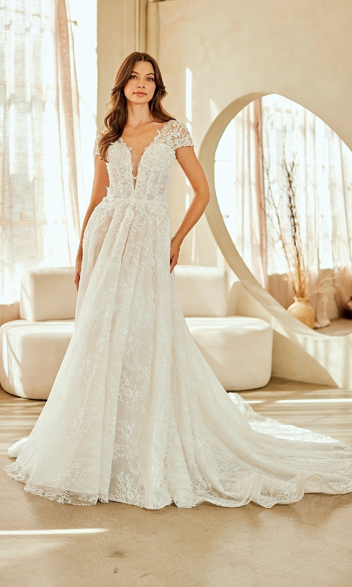 White Amelia Couture Long Wedding Dress 2142