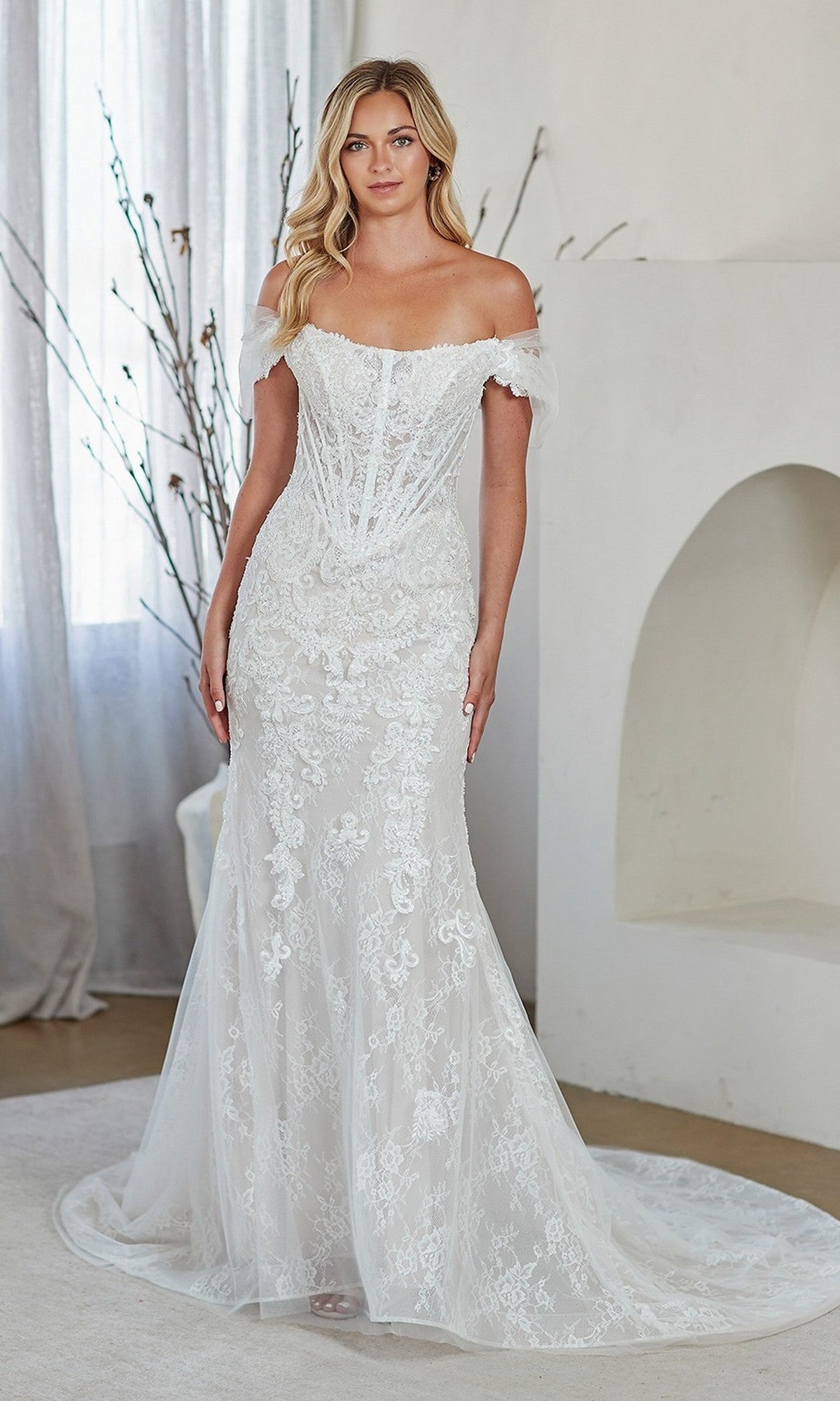 White Amelia Couture Long Prom Dress 2153