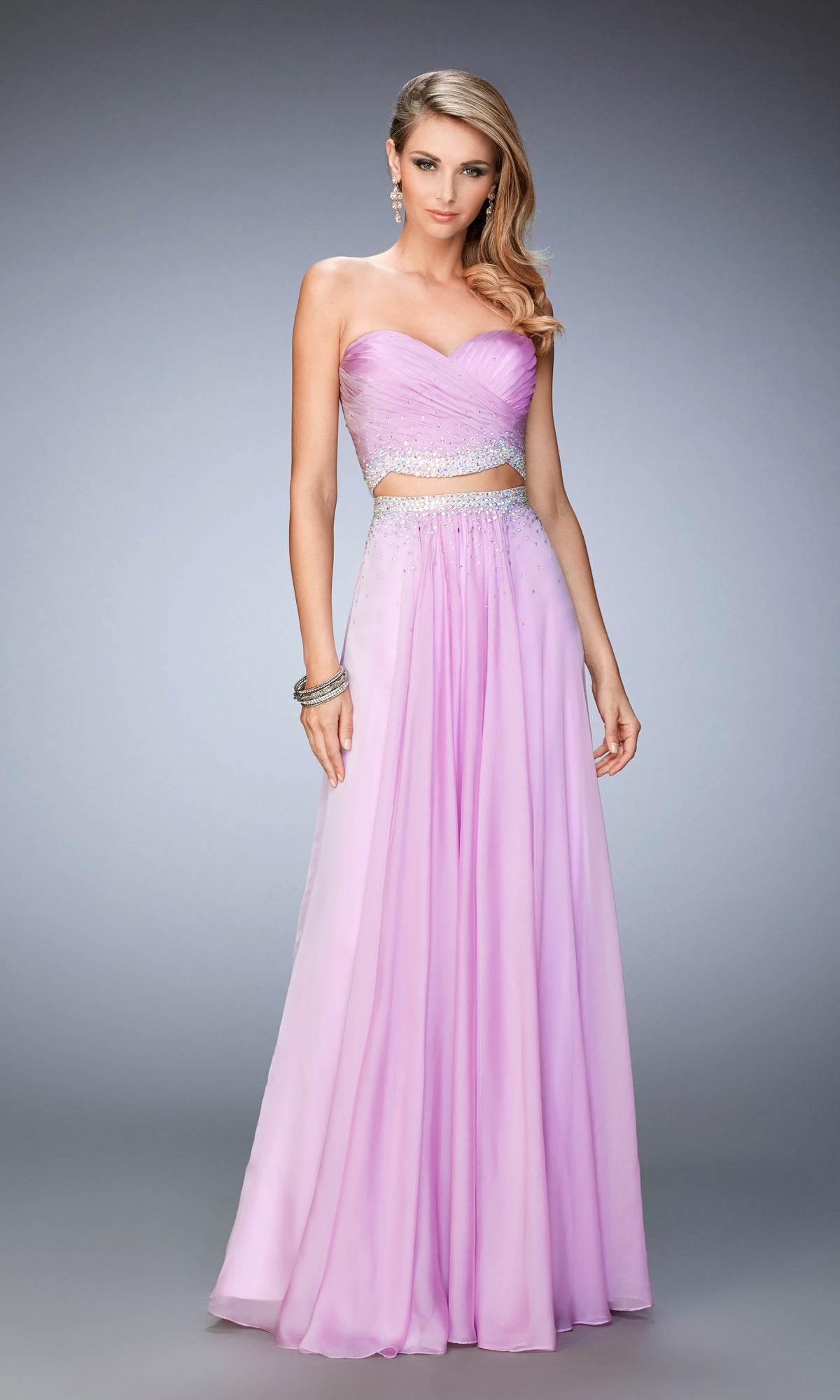 Two Piece Long Prom Dress by La Femme
