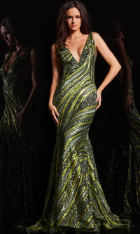 Olive/Lime Formal Long Dress 22314 by Jovani