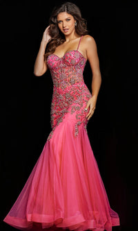 Hot Pink/Silver Formal Long Dress 23125 by Jovani - Image