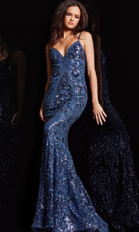 Slate Formal Long Dress 23839 by Jovani - Image