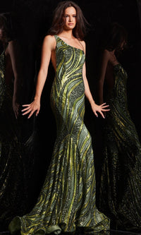 Olive/Lime Formal Long Dress 24031 by Jovani