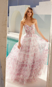 White/Pink Juliet Long Formal Dress jt2507a