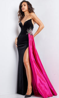 Black/Fuchsia Formal Long Dress 26117 by Jovani - Image