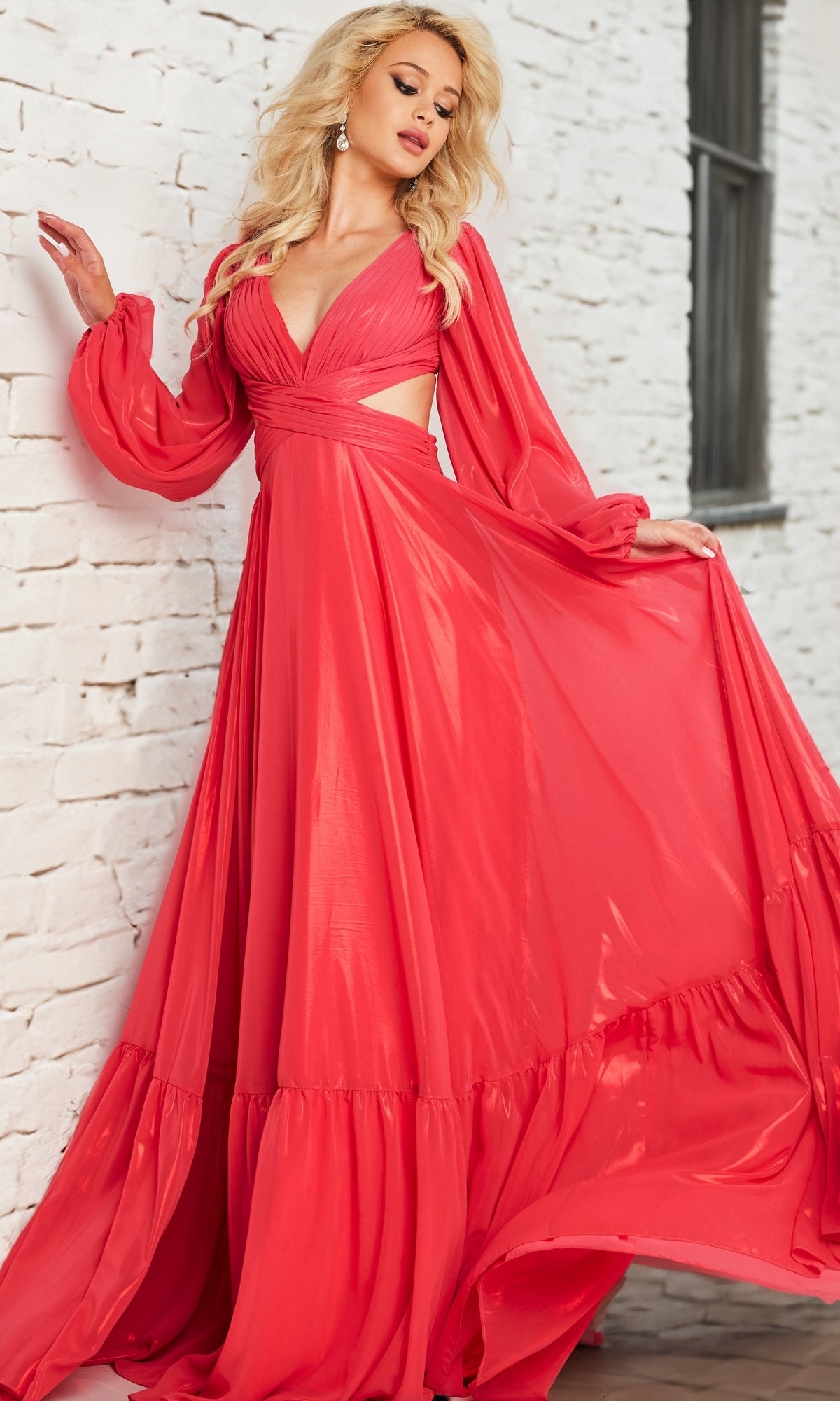 Jovani 26247 Long Prom Dress Coral / 8 Jovani 26247 Long Prom Dress Coral / 8