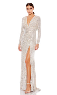 Silver Mac Duggal Long Formal Dress 26490
