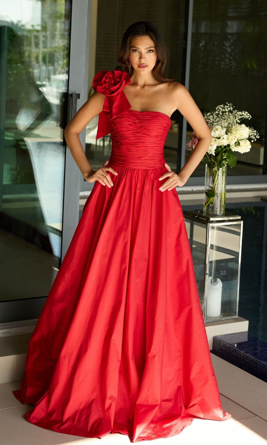 Red Ava Presley Long Formal Dress 26524 - Image