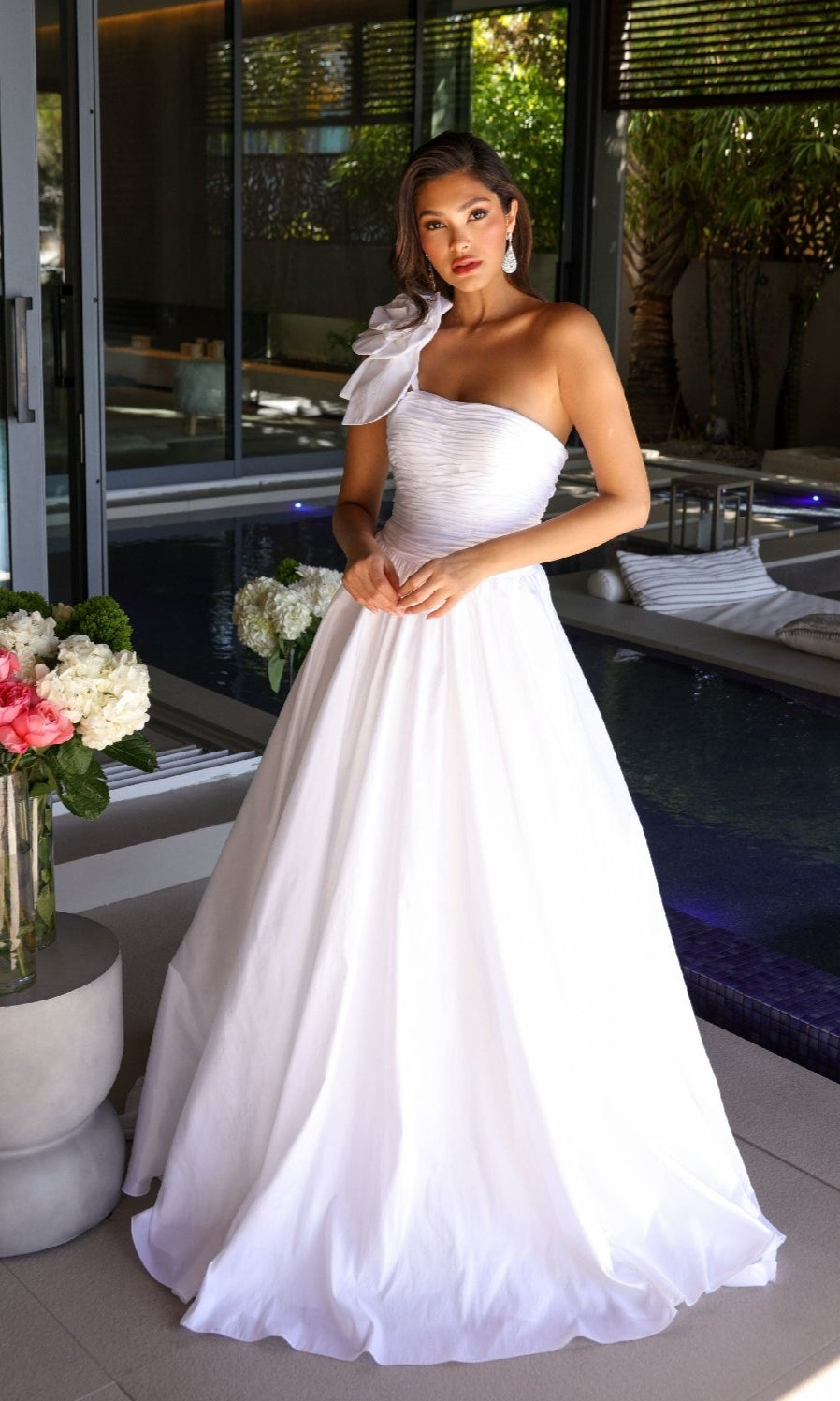 White Ava Presley Long Formal Dress 26524 - Image