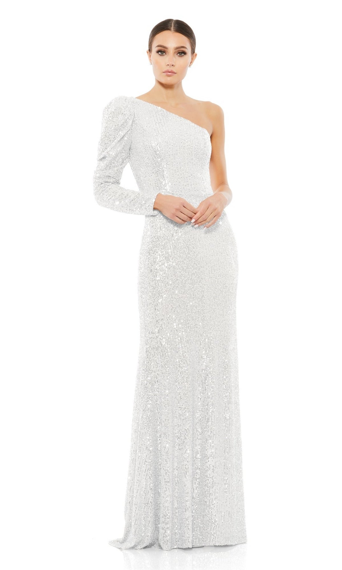 White Mac Duggal Long Formal Dress 26591