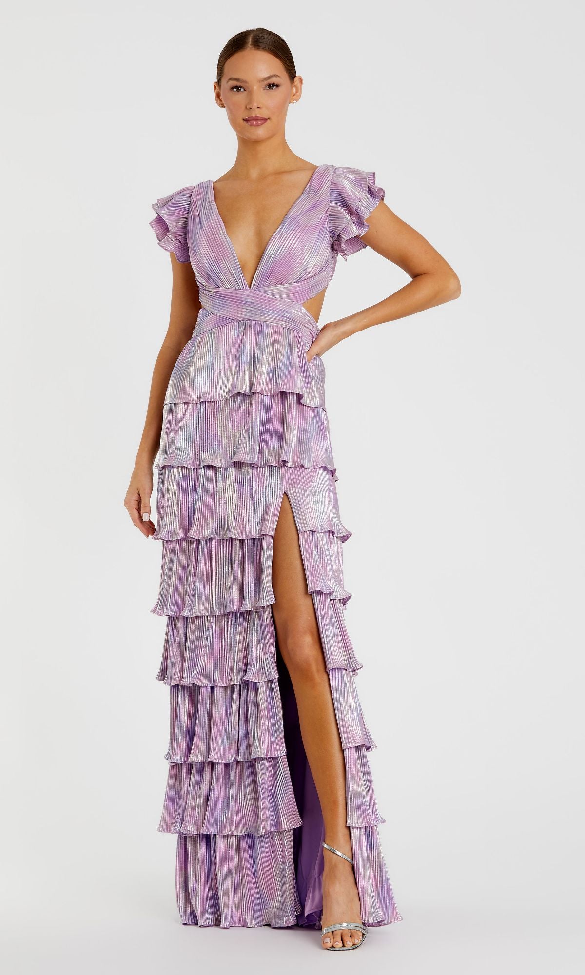 Purple Multi Mac Duggal Long Formal Dress 26740