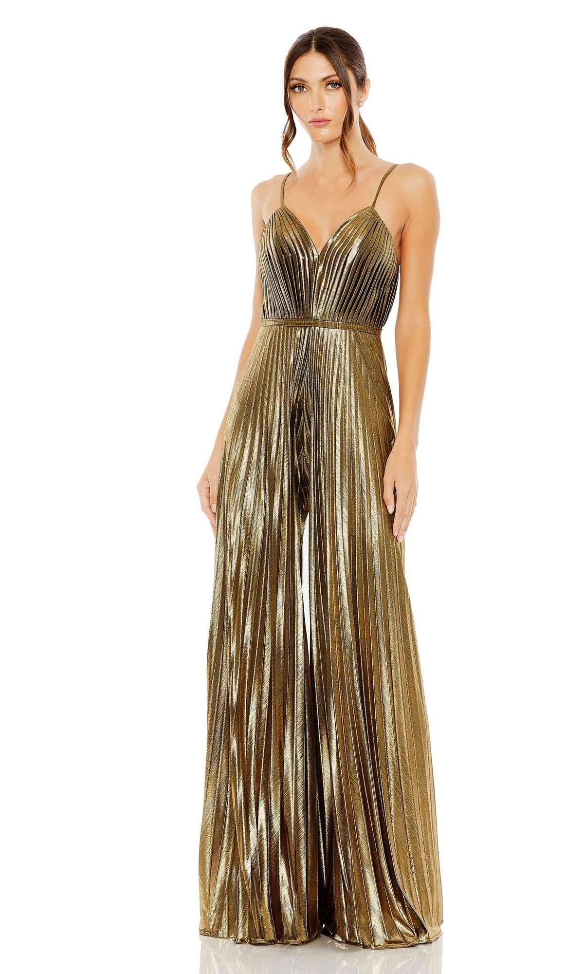Antique Gold Mac Duggal Long Formal Jumpsuit 27143