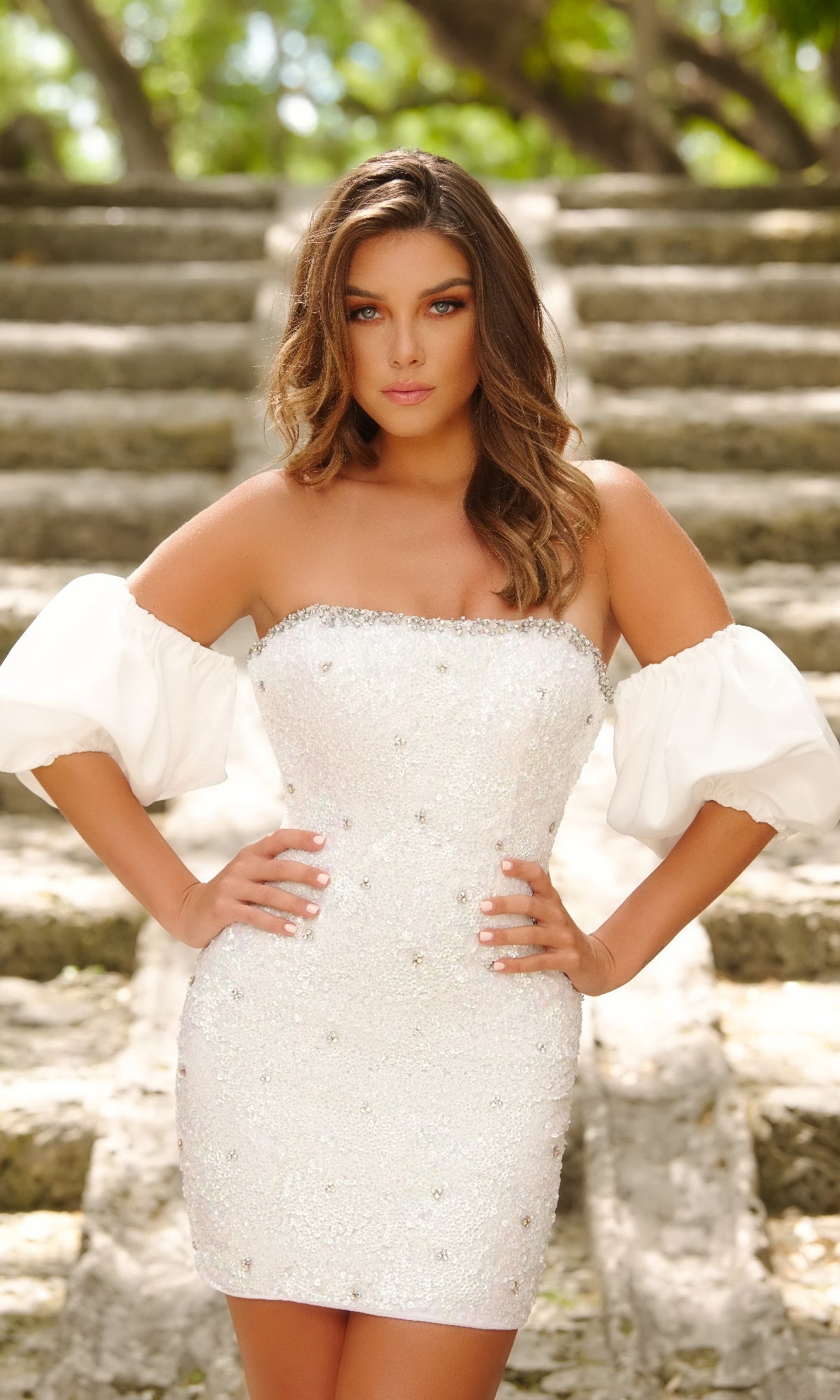 Off White Ava Presley Short Party Dress 28204 - Image
