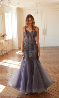 Gunmetal Juliet Long Formal Dress jt2883c