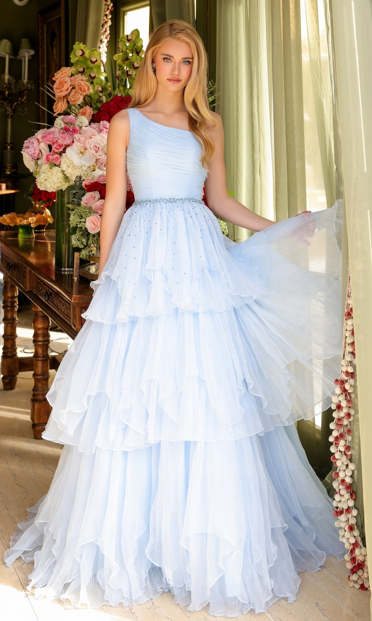 Light Blue Ava Presley Long Formal Dress 29131 - Image