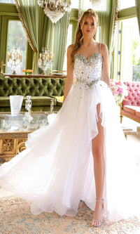 White/Silver Ava Presley Long Formal Dress 29189