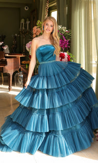 Teal Ava Presley Long Formal Dress 29529
