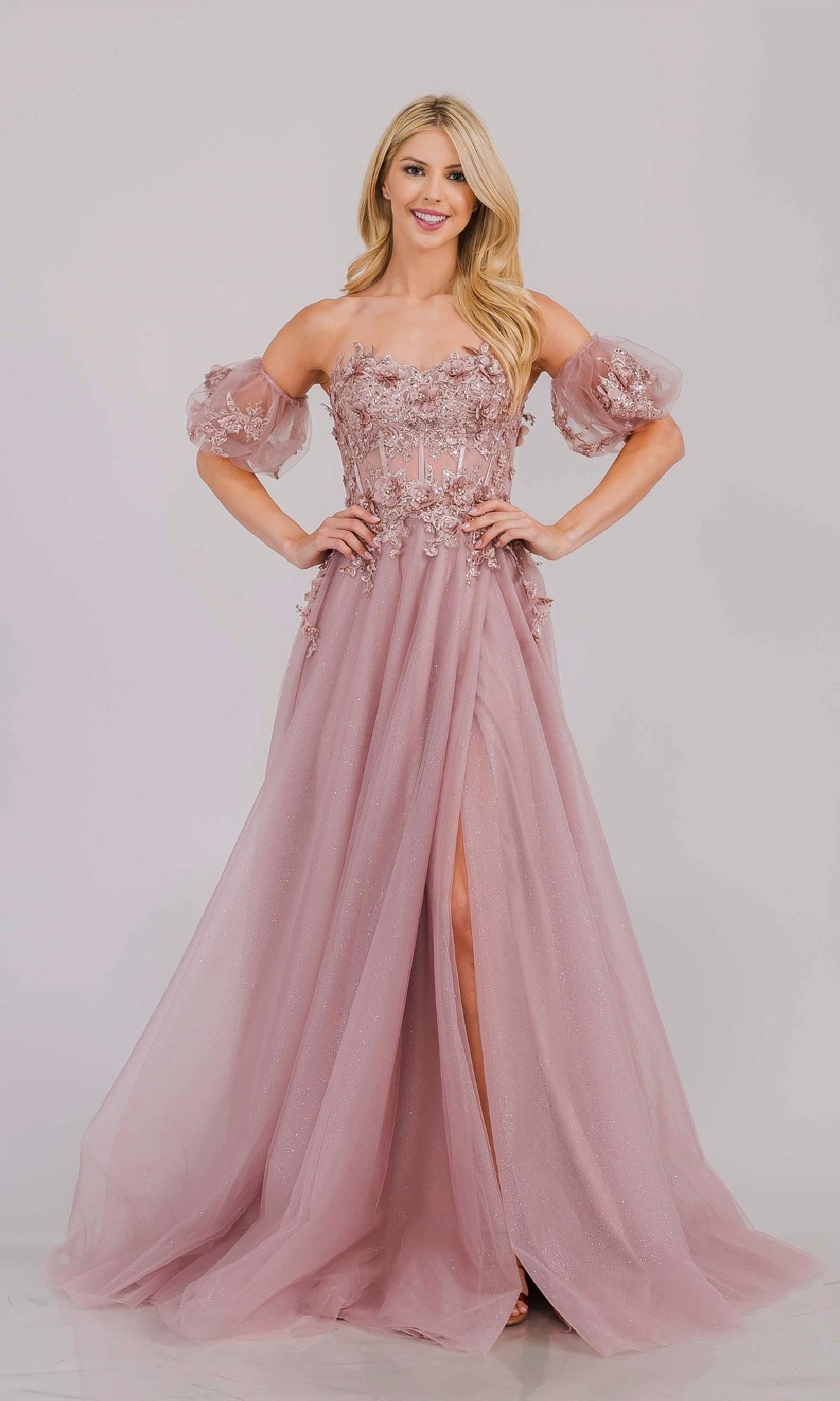 Dusty Rose Amelia Couture Long Formal Dress 3041