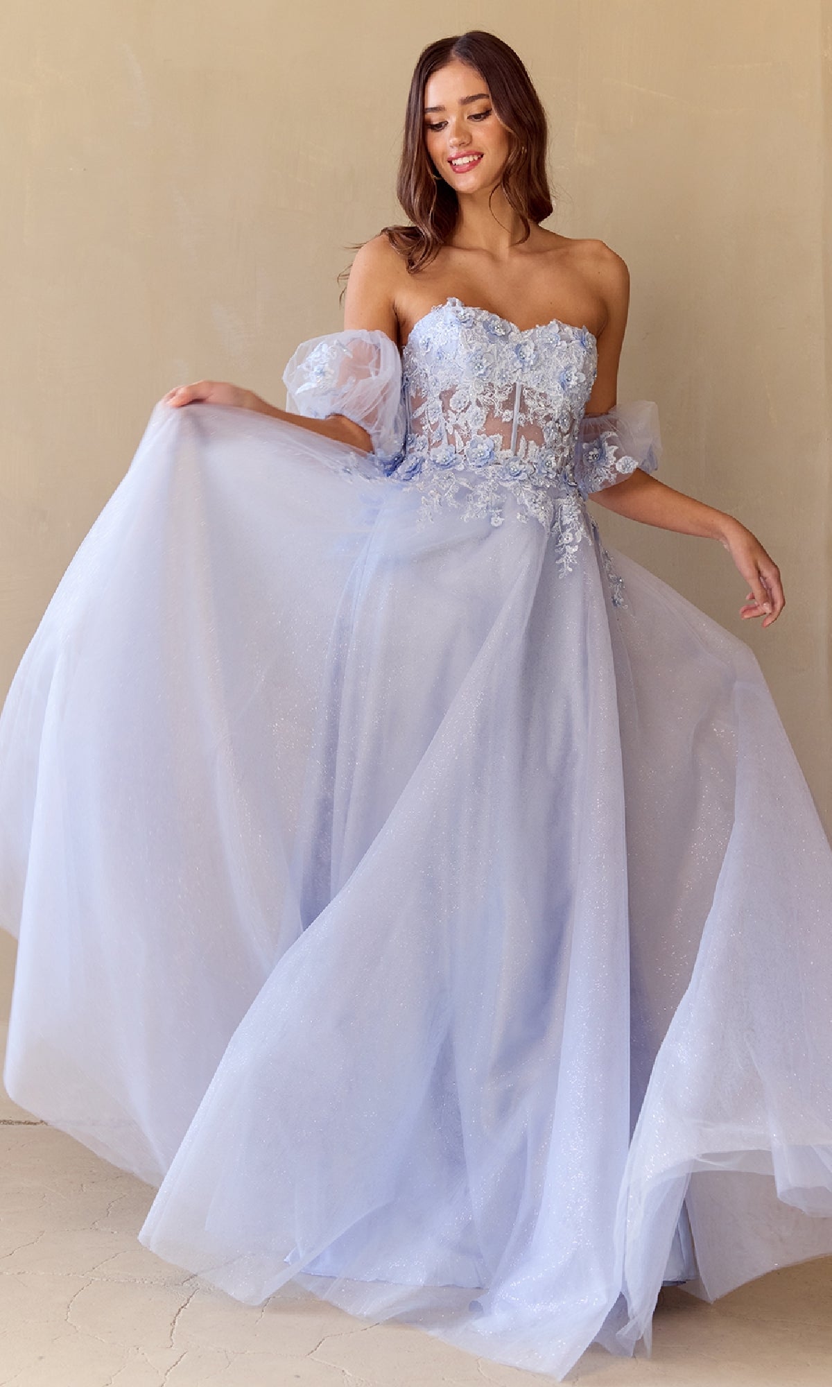 Periwinkle Amelia Couture Long Formal Dress 3041