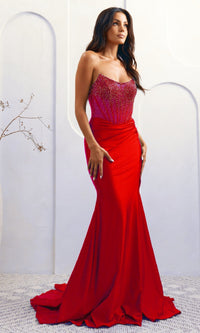 Red Amelia Couture Long Formal Dress 3042