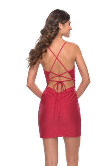  Notched V-Neck La Femme Short Homecoming Dress