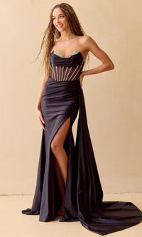 Black Amelia Couture Long Prom Dress 3099