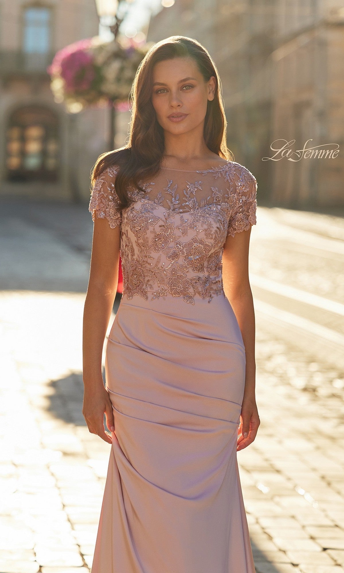 strapless open back dress Off White & Pink Floral Georgette A-Line Dress – BITTERLIME main image 1