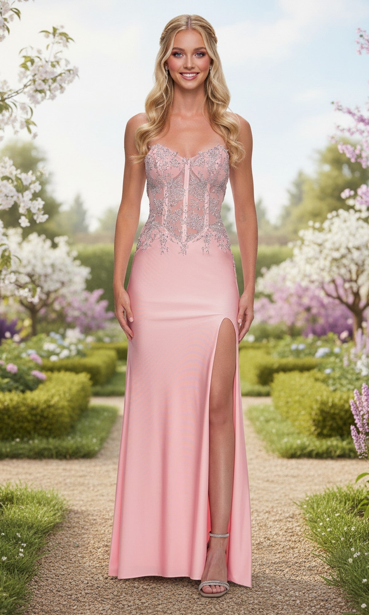 Baby Pink La Femme Long Prom Dress 33398 - Image