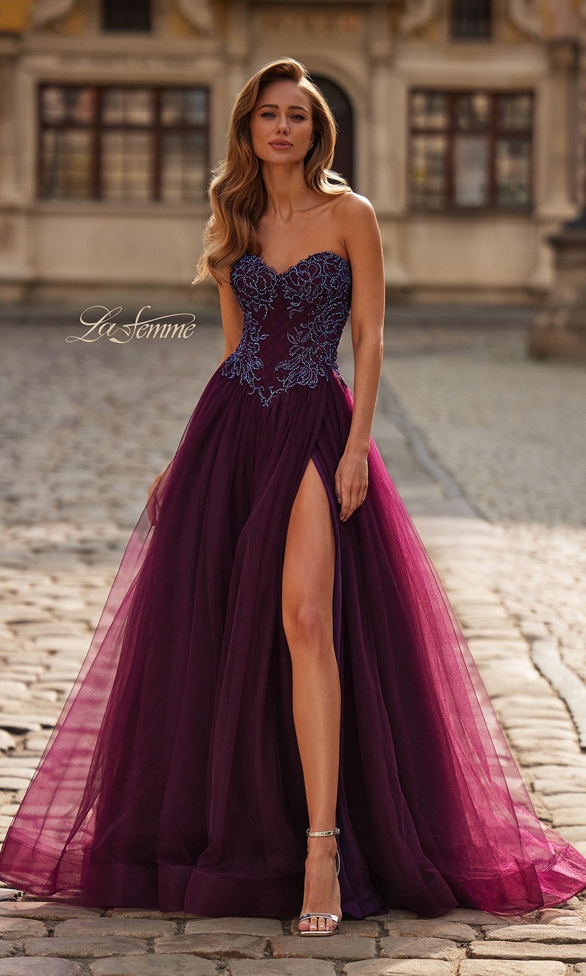 Dark Berry La Femme Long Prom Dress 33410 - Image