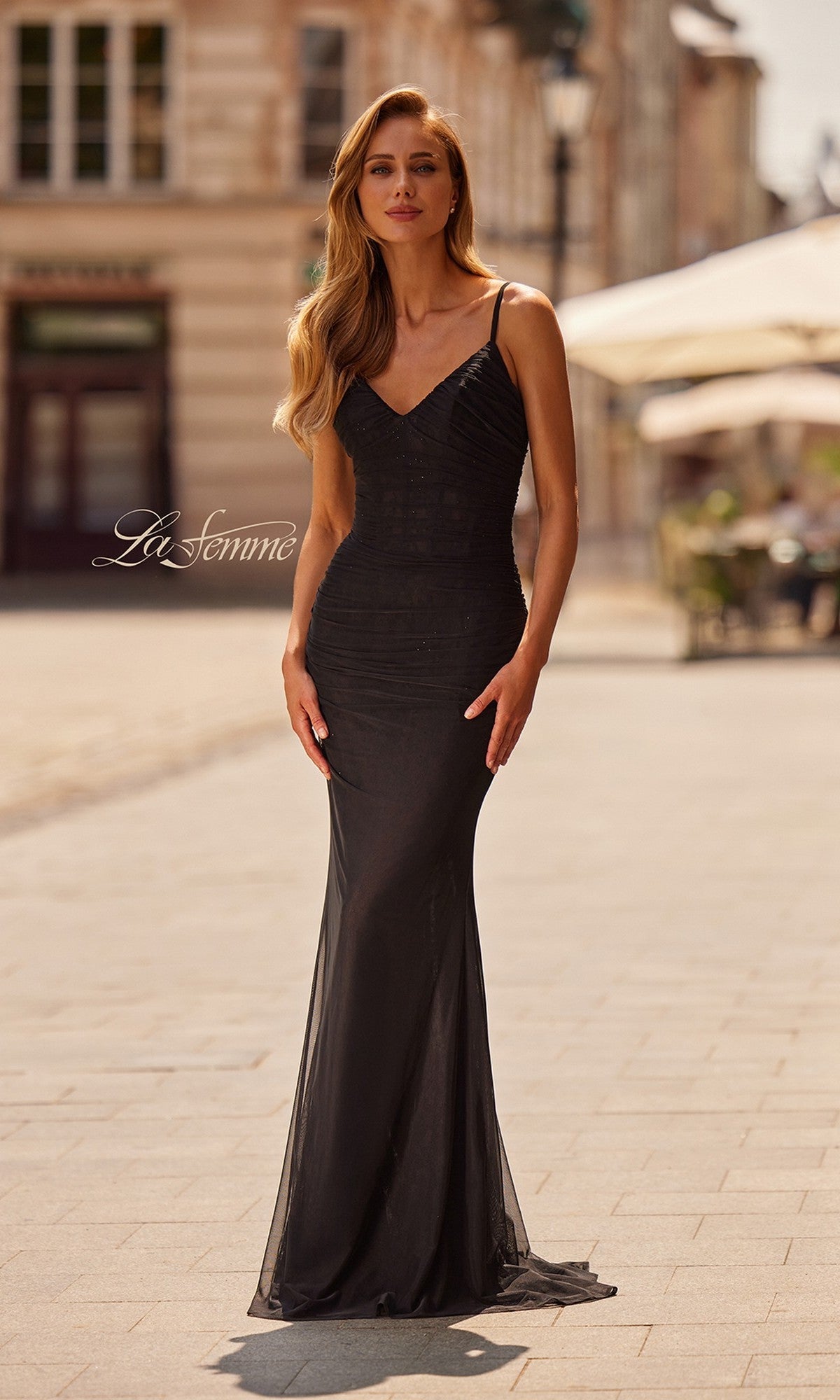 Black La Femme Long Prom Dress 33411 - Image